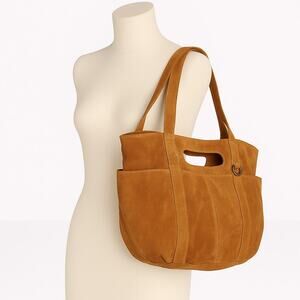 Free People Caravan Suede Tote • Saddle • NWT • Oversized Carryall